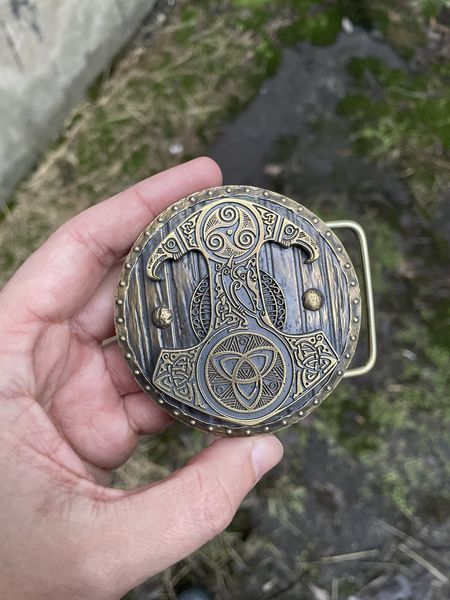Ремінь з пряжкою "Молот Тора" латунь bb38 bb38 фото