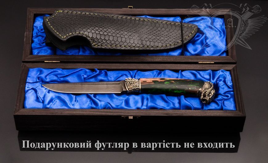 Ніж з дамаської сталі "Тропічний змій 2", голова змії на тильнику RVD158 (Н0865) RVD158 фото